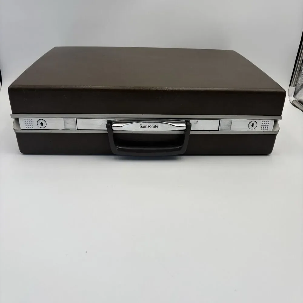 Vintage Samsonite Brown Hard Shell Briefcase Attache Case Organizer Retro Luggag